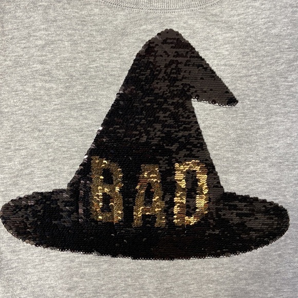 Zoe + Liv Womens Black & Grey Good Bad Flip Sequin Halloween Sweatshirt Size XXL - Picture 5 of 8